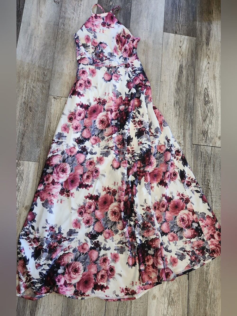 Women's Racer Neck Cutout Back Floral Dress